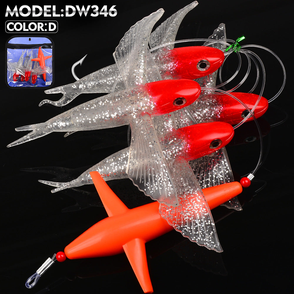 KATYUSHA Offshore Trolling Rig, Green Teaser + Flying Fish Lures, Pre-Rigged Hook