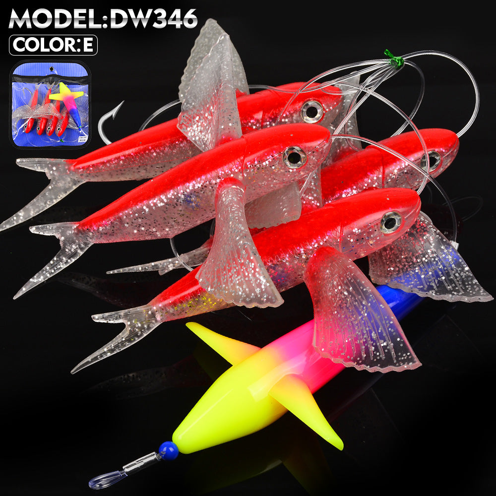 KATYUSHA Offshore Trolling Rig, Green Teaser + Flying Fish Lures, Pre-Rigged Hook