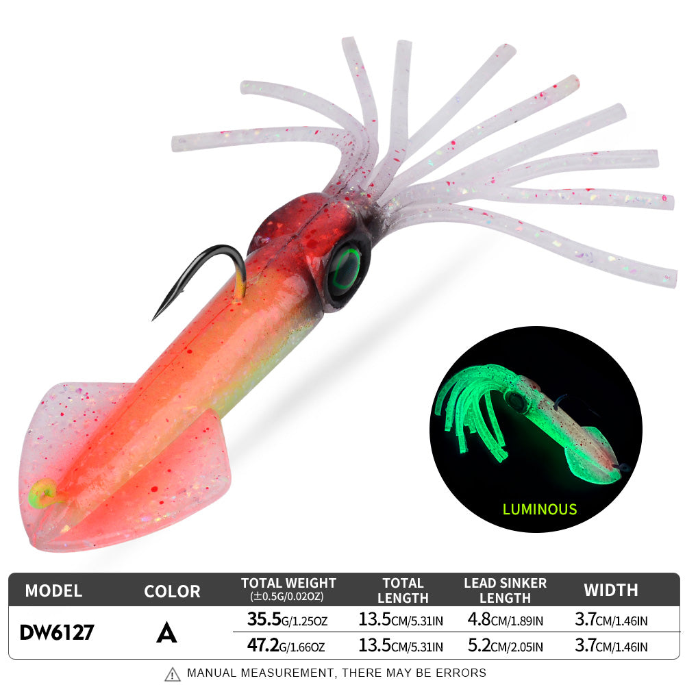 KATYUSHA Squid Lead Jig Lure, 35.5g/47.2g / 13.5cm, Pre-Rigged Single Hook&nbsp;