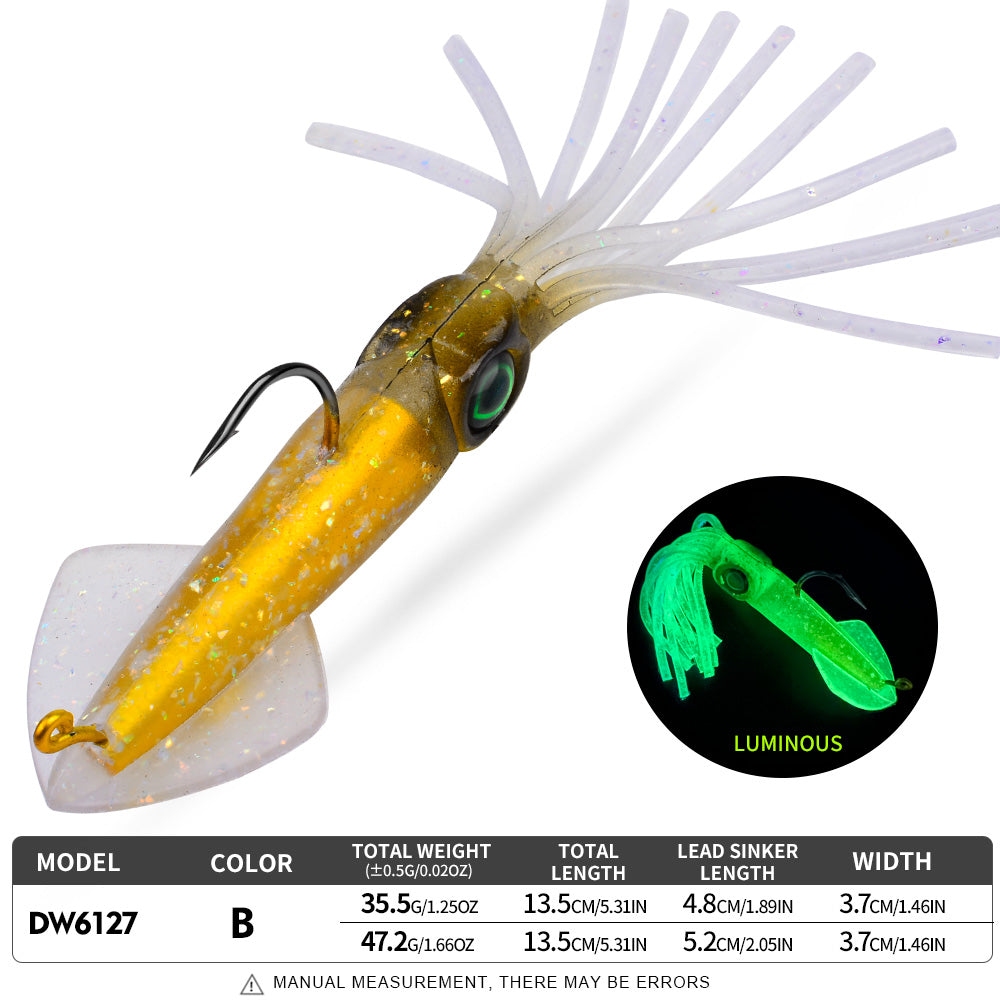 KATYUSHA Squid Lead Jig Lure, 35.5g/47.2g / 13.5cm, Pre-Rigged Single Hook&nbsp;