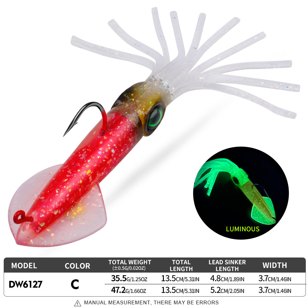 KATYUSHA Squid Lead Jig Lure, 35.5g/47.2g / 13.5cm, Pre-Rigged Single Hook&nbsp;