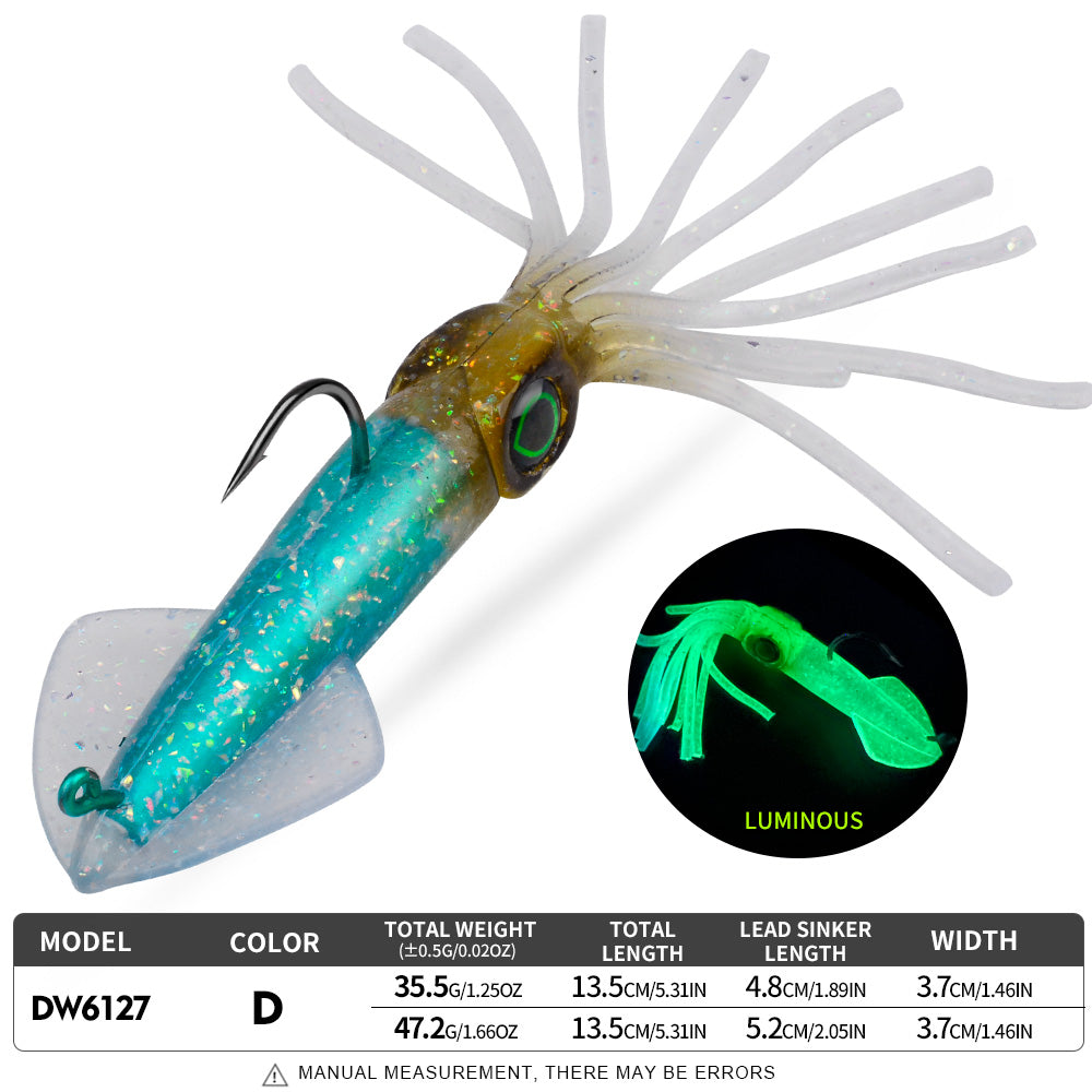 KATYUSHA Squid Lead Jig Lure, 35.5g/47.2g / 13.5cm, Pre-Rigged Single Hook&nbsp;