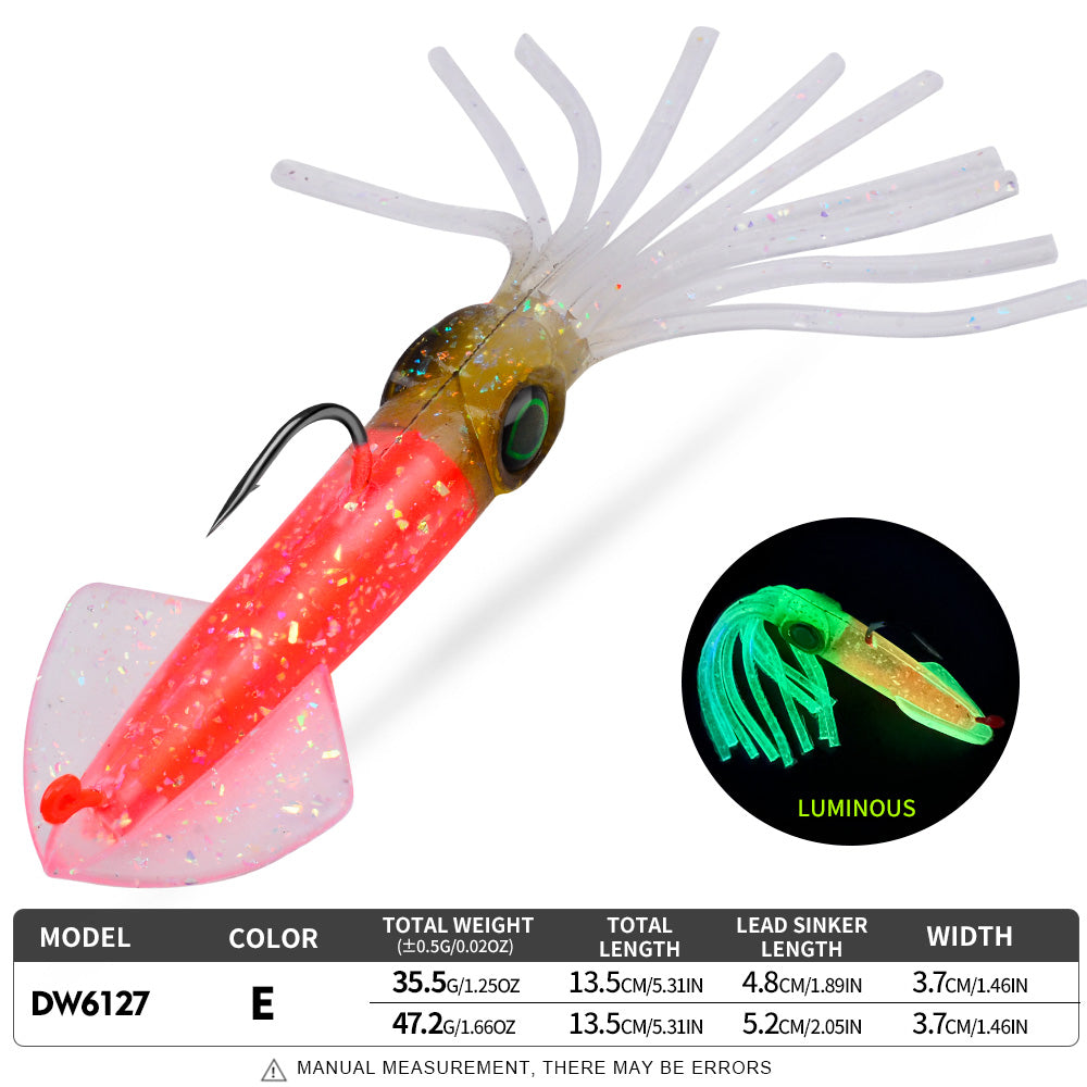 KATYUSHA Squid Lead Jig Lure, 35.5g/47.2g / 13.5cm, Pre-Rigged Single Hook&nbsp;