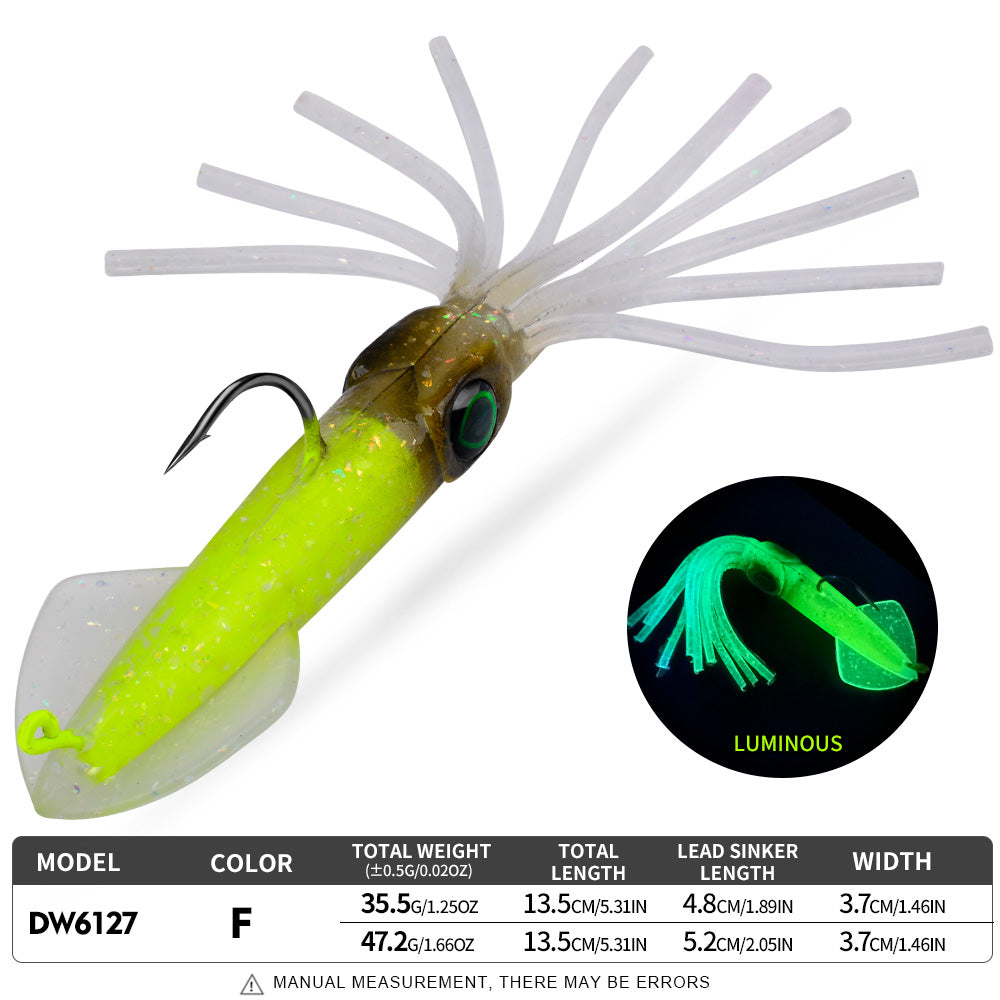 KATYUSHA Squid Lead Jig Lure, 35.5g/47.2g / 13.5cm, Pre-Rigged Single Hook&nbsp;
