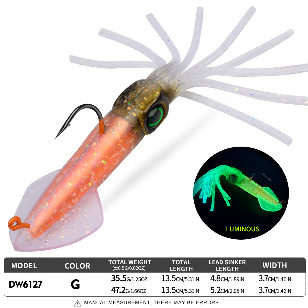 KATYUSHA Squid Lead Jig Lure, 35.5g/47.2g / 13.5cm, Pre-Rigged Single Hook&nbsp;