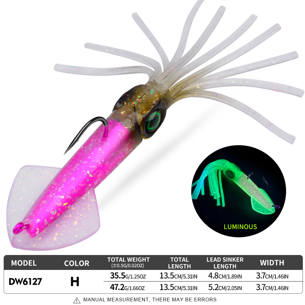 KATYUSHA Squid Lead Jig Lure, 35.5g/47.2g / 13.5cm, Pre-Rigged Single Hook&nbsp;