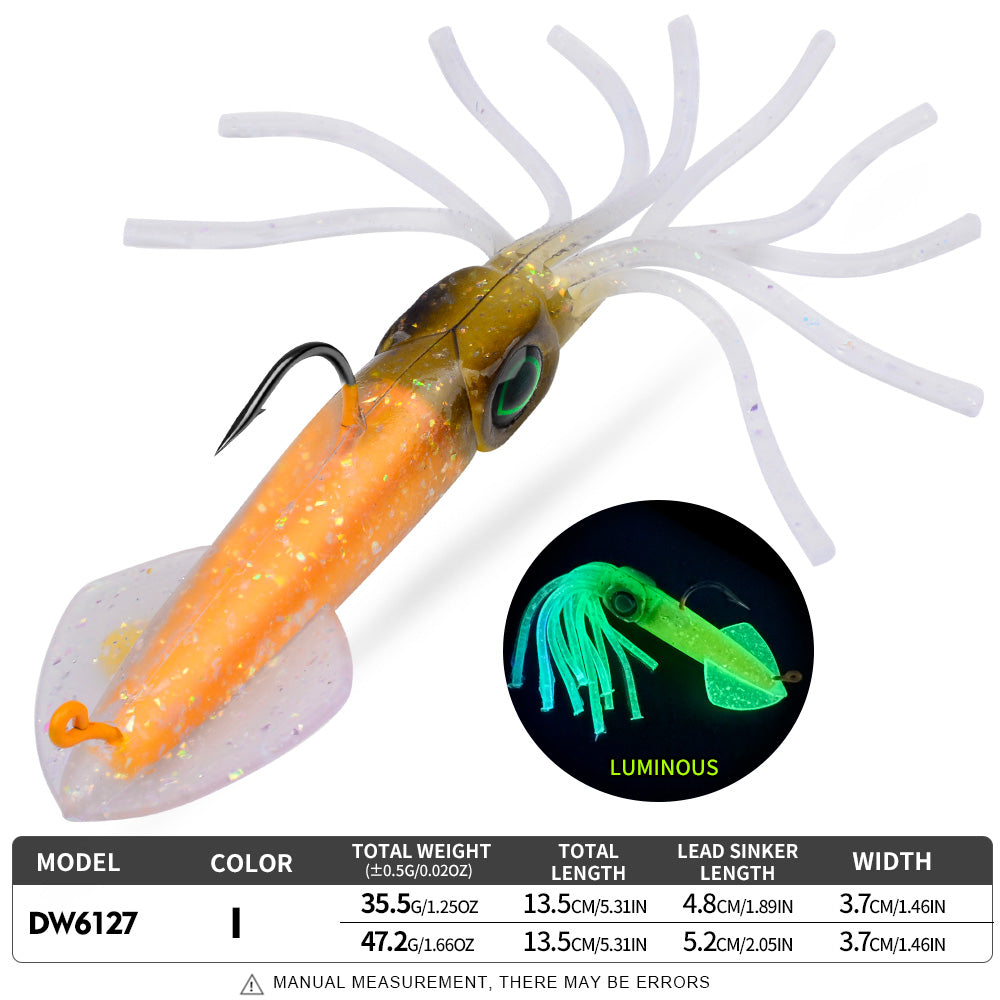 KATYUSHA Squid Lead Jig Lure, 35.5g/47.2g / 13.5cm, Pre-Rigged Single Hook&nbsp;