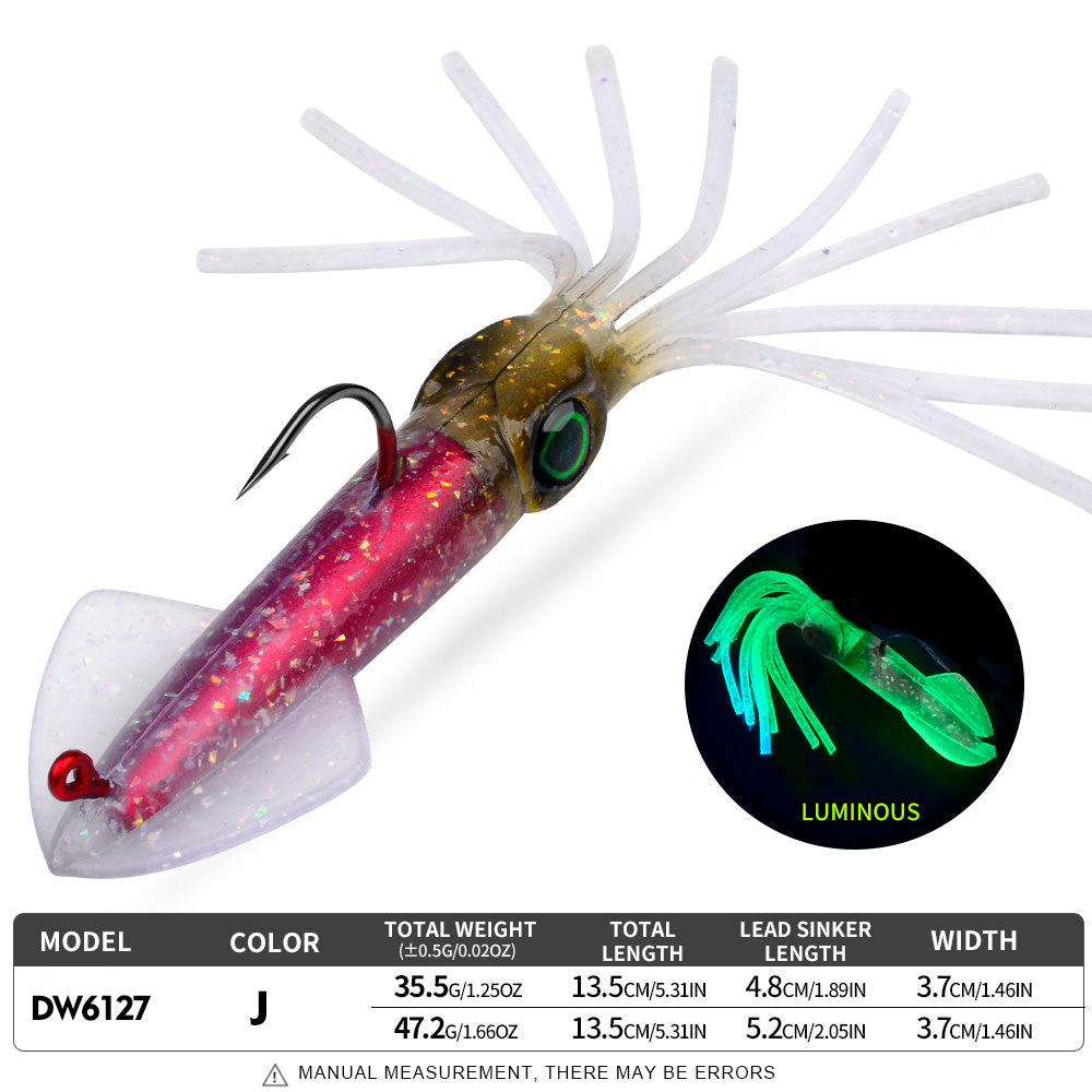 KATYUSHA Squid Lead Jig Lure, 35.5g/47.2g / 13.5cm, Pre-Rigged Single Hook&nbsp;