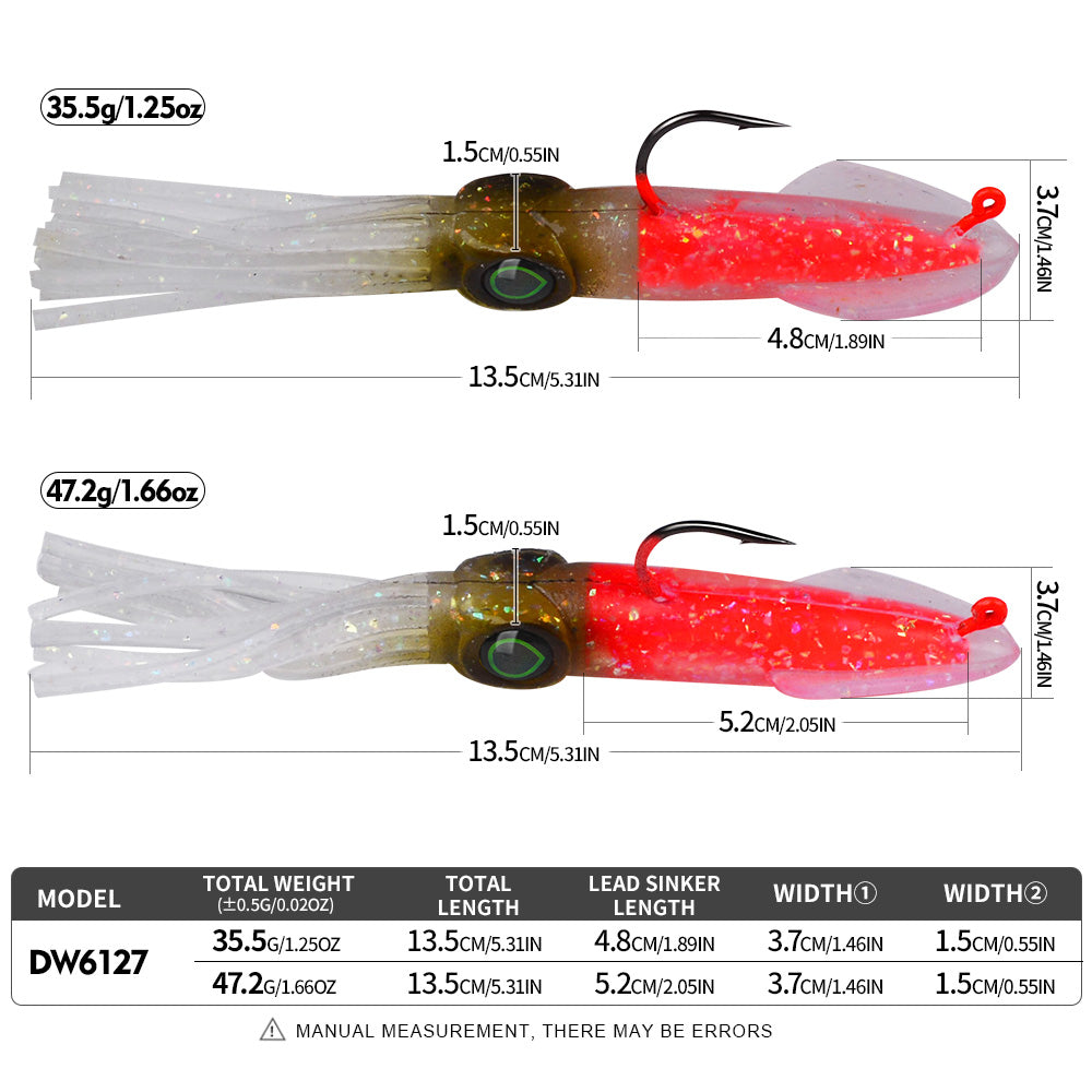 KATYUSHA Squid Lead Jig Lure, 35.5g/47.2g / 13.5cm, Pre-Rigged Single Hook&nbsp;