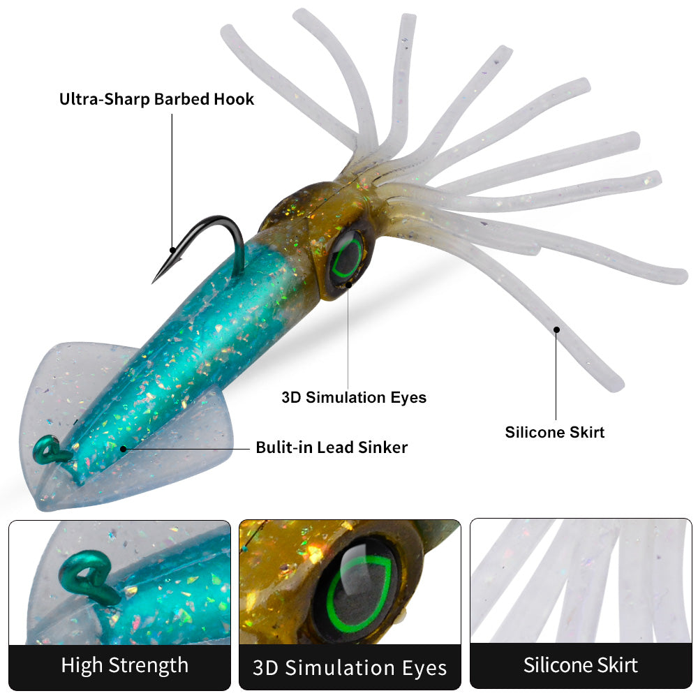 KATYUSHA Squid Lead Jig Lure, 35.5g/47.2g / 13.5cm, Pre-Rigged Single Hook&nbsp;