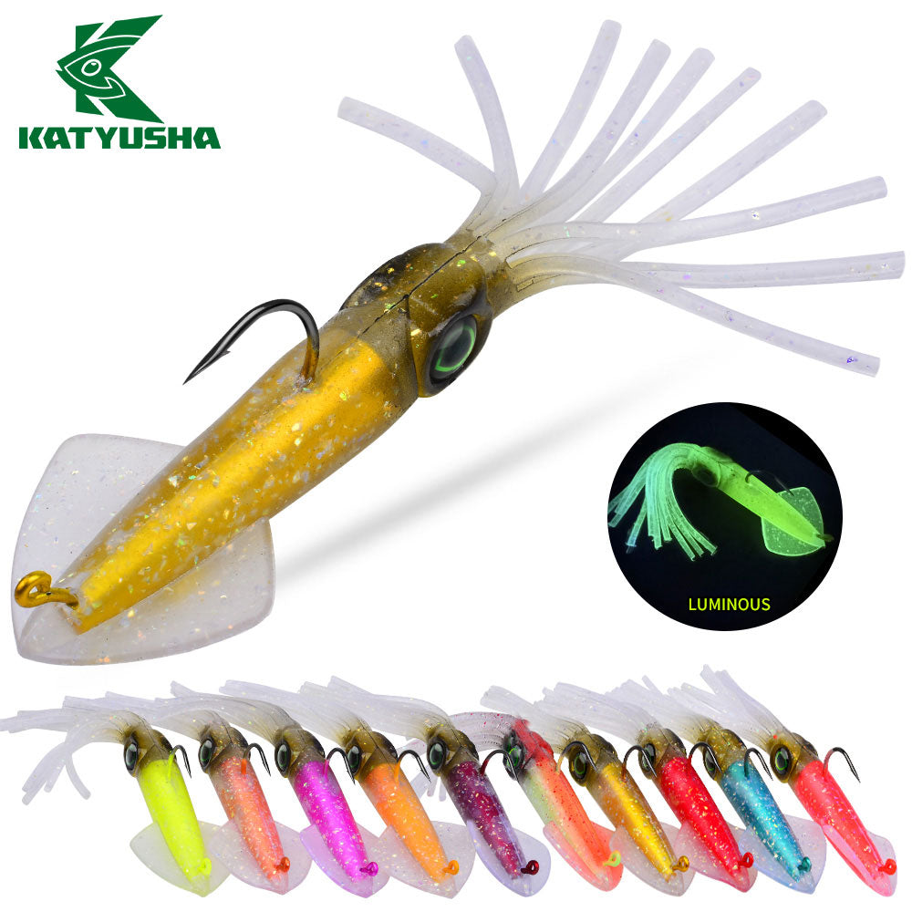 KATYUSHA Squid Lead Jig Lure, 35.5g/47.2g / 13.5cm, Pre-Rigged Single Hook&nbsp;
