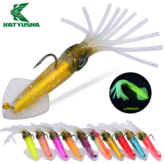 KATYUSHA Squid Lead Jig Lure, 35.5g/47.2g / 13.5cm, Pre-Rigged Single Hook&nbsp;