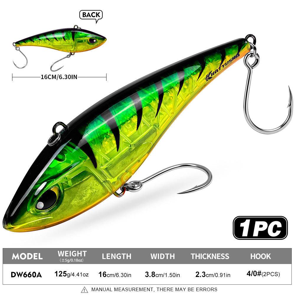 KATYUSHA DW660 & DW661 Vibration Hard Lure 8 Colors (A-H) Saltwater Offshore Fishing Bait 39g/125g (1PC Pack)