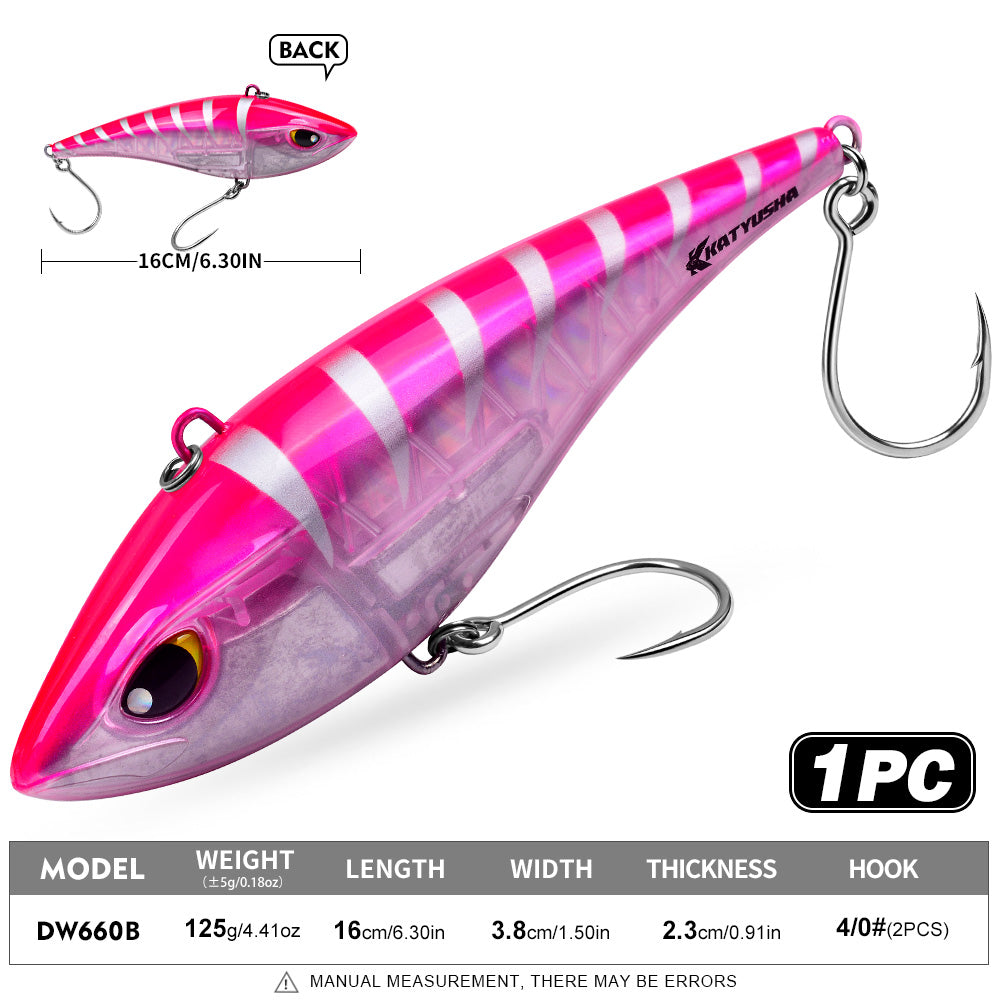 KATYUSHA DW660 & DW661 Vibration Hard Lure 8 Colors (A-H) Saltwater Offshore Fishing Bait 39g/125g (1PC Pack)