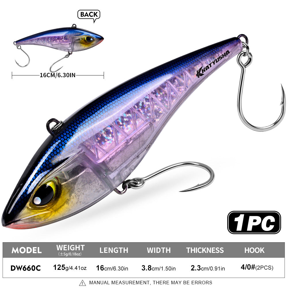 KATYUSHA DW660 & DW661 Vibration Hard Lure 8 Colors (A-H) Saltwater Offshore Fishing Bait 39g/125g (1PC Pack)