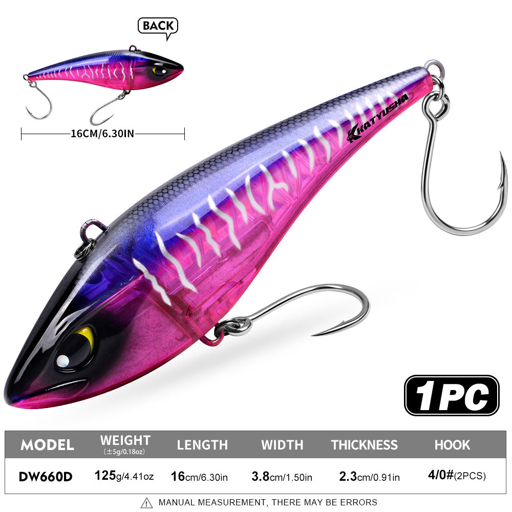 KATYUSHA DW660 & DW661 Vibration Hard Lure 8 Colors (A-H) Saltwater Offshore Fishing Bait 39g/125g (1PC Pack)