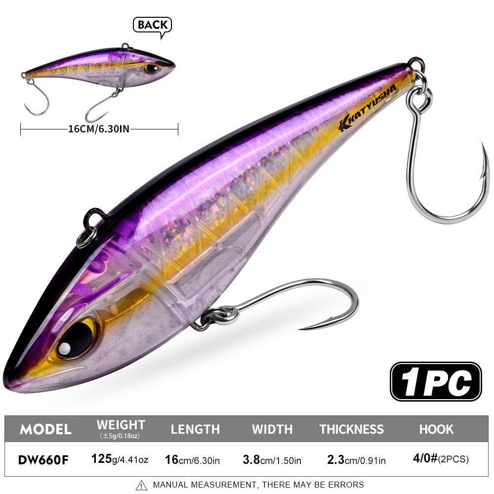 KATYUSHA DW660 & DW661 Vibration Hard Lure 8 Colors (A-H) Saltwater Offshore Fishing Bait 39g/125g (1PC Pack)