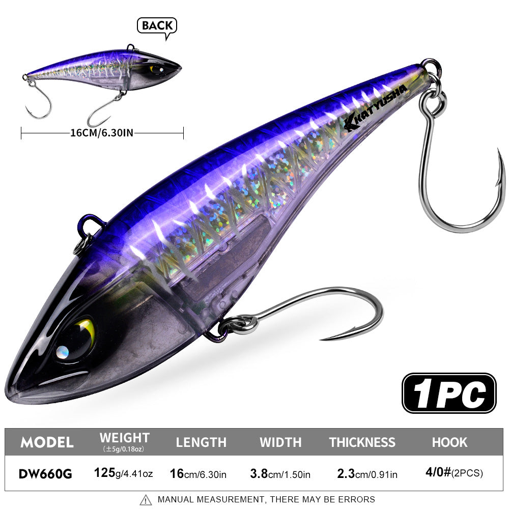 KATYUSHA DW660 & DW661 Vibration Hard Lure 8 Colors (A-H) Saltwater Offshore Fishing Bait 39g/125g (1PC Pack)