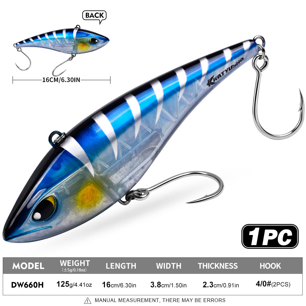 KATYUSHA DW660 & DW661 Vibration Hard Lure 8 Colors (A-H) Saltwater Offshore Fishing Bait 39g/125g (1PC Pack)