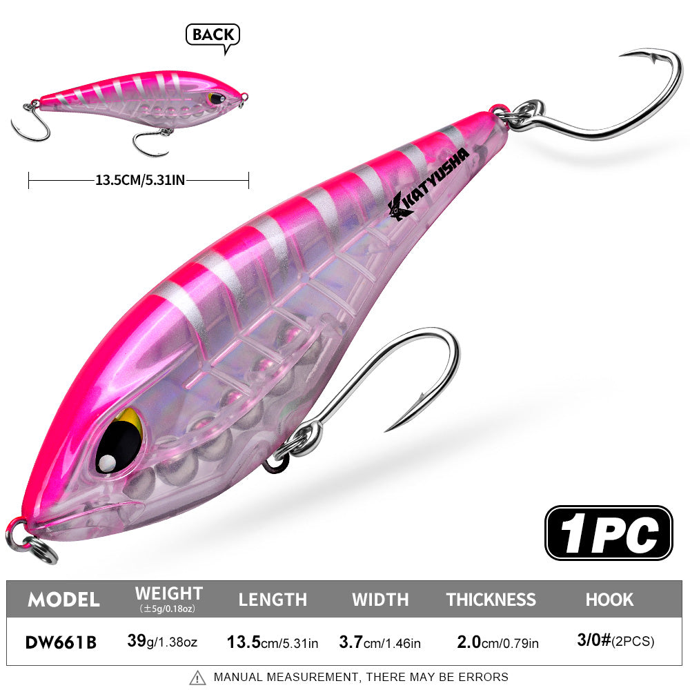 KATYUSHA DW660 & DW661 Vibration Hard Lure 8 Colors (A-H) Saltwater Offshore Fishing Bait 39g/125g (1PC Pack)