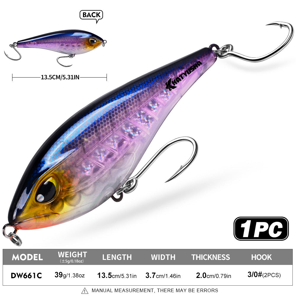 KATYUSHA DW660 & DW661 Vibration Hard Lure 8 Colors (A-H) Saltwater Offshore Fishing Bait 39g/125g (1PC Pack)