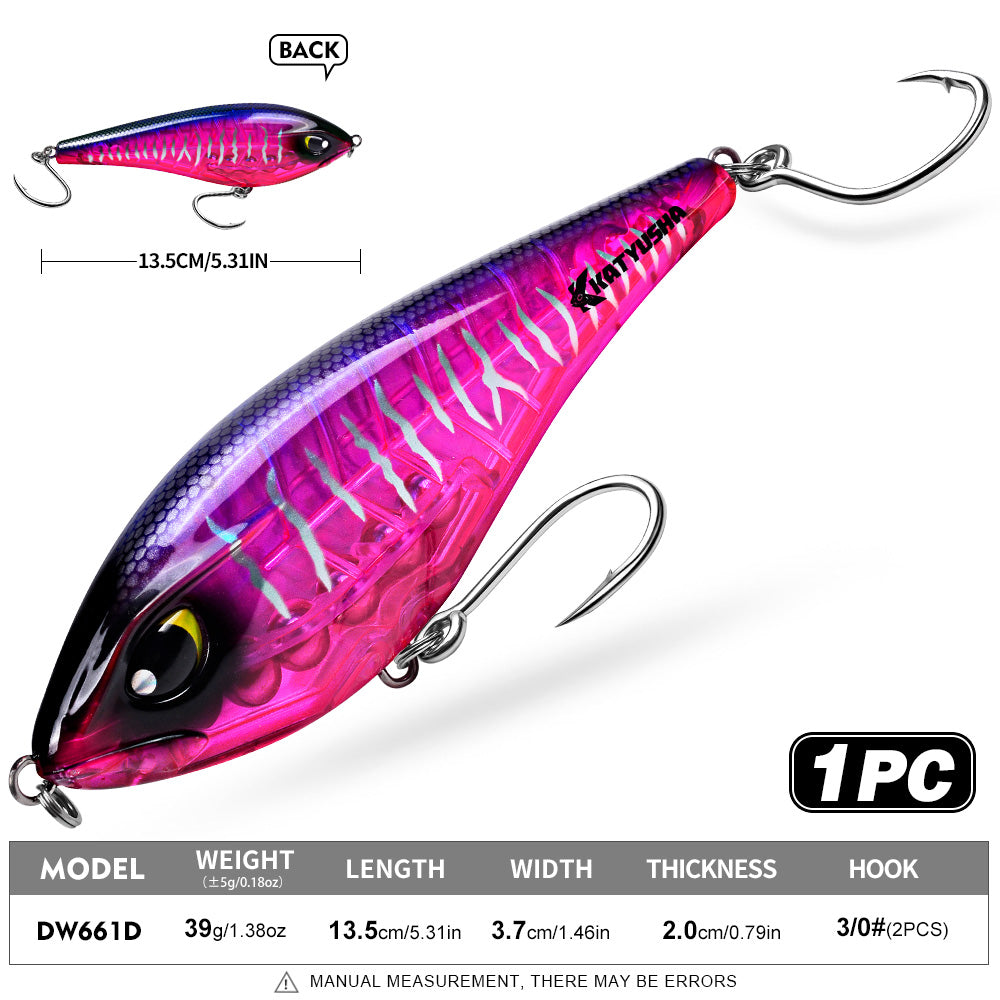 KATYUSHA DW660 & DW661 Vibration Hard Lure 8 Colors (A-H) Saltwater Offshore Fishing Bait 39g/125g (1PC Pack)