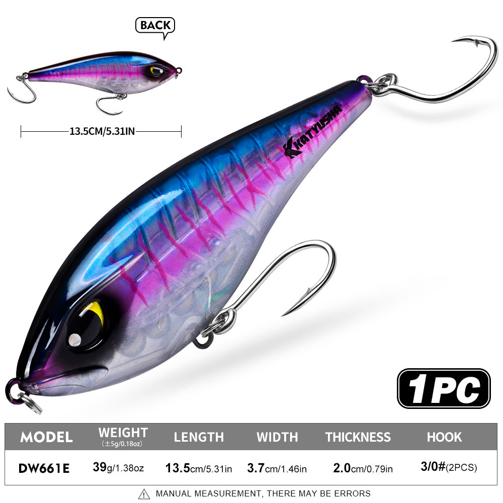 KATYUSHA DW660 & DW661 Vibration Hard Lure 8 Colors (A-H) Saltwater Offshore Fishing Bait 39g/125g (1PC Pack)