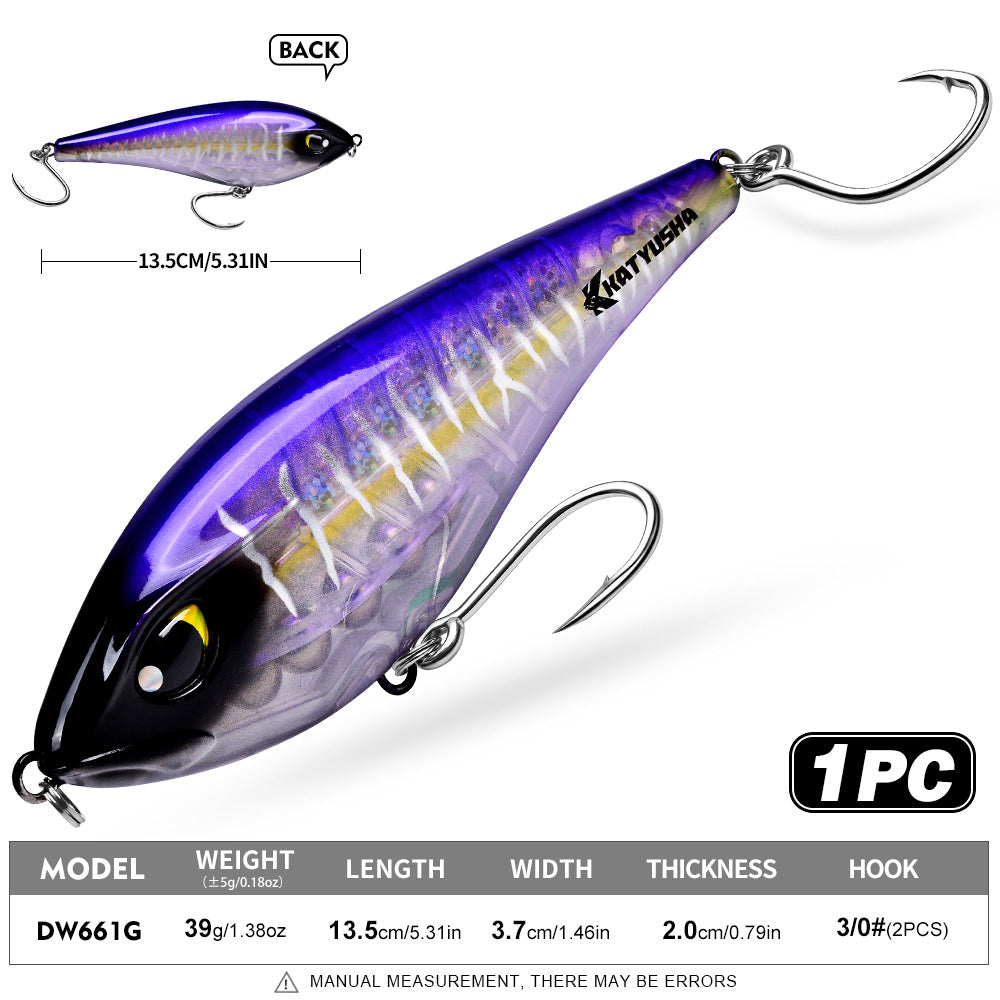 KATYUSHA DW660 & DW661 Vibration Hard Lure 8 Colors (A-H) Saltwater Offshore Fishing Bait 39g/125g (1PC Pack)