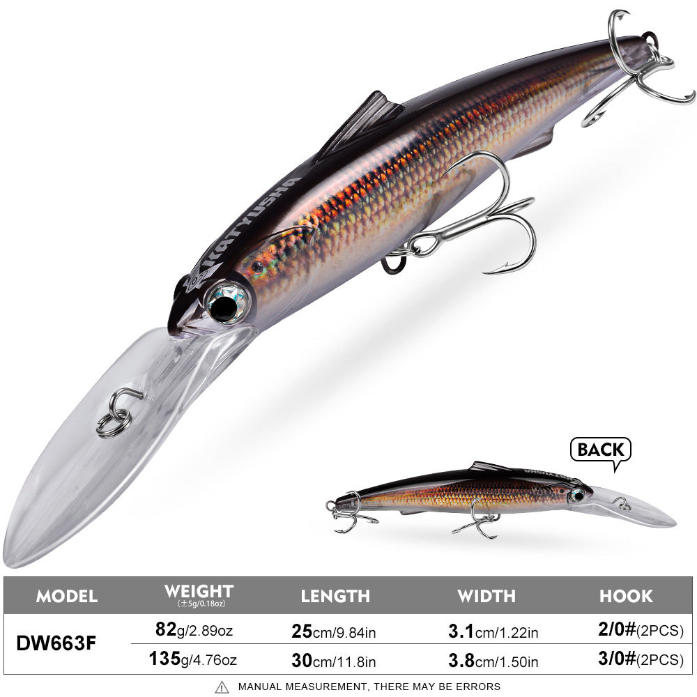 PROBEROS DW663 Deep Diving Minnow Hard Lure, 2 Sizes 8 Colors Offshore Trolling Saltwater Big Game Lures