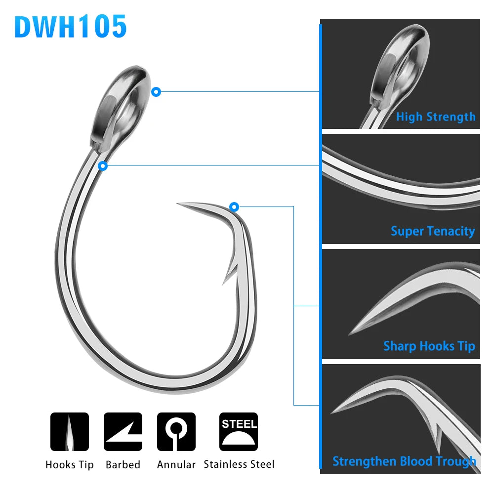 KATUYSHA   20Pcs Saltwater Fishing Hooks Circle Hooks 11/0-12/0-13/0-14/0-15/0-16/0# Stainless Steel Jigging Fishhooks