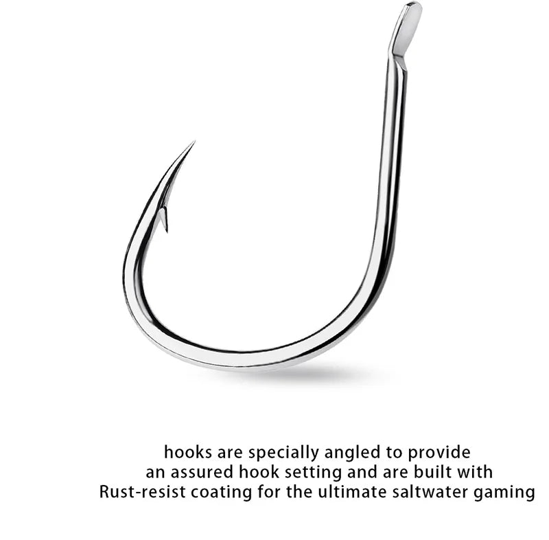 KATUYSHA 10Pcs Barbed Fishing Hooks1/0-5/0# Flatted Single Fishhooks High Carbon Steel Carp Hooks Set Accessories Tool Tackle