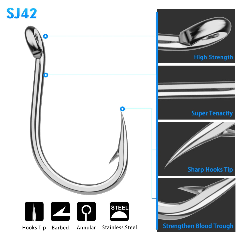 KATUYSHA  Saltwater Fishing Hook SJ42 JIGGING HOOK 1/0#-13/0# Model Stainless Steel Fishhook