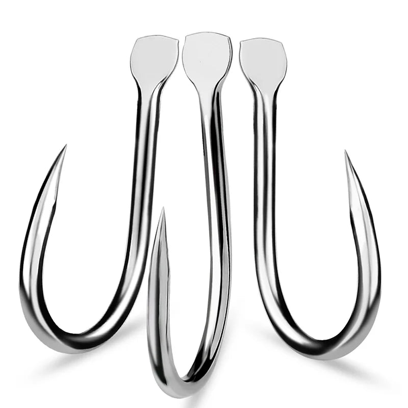 KATUYSHA 10Pcs Barbed Fishing Hooks1/0-5/0# Flatted Single Fishhooks High Carbon Steel Carp Hooks Set Accessories Tool Tackle