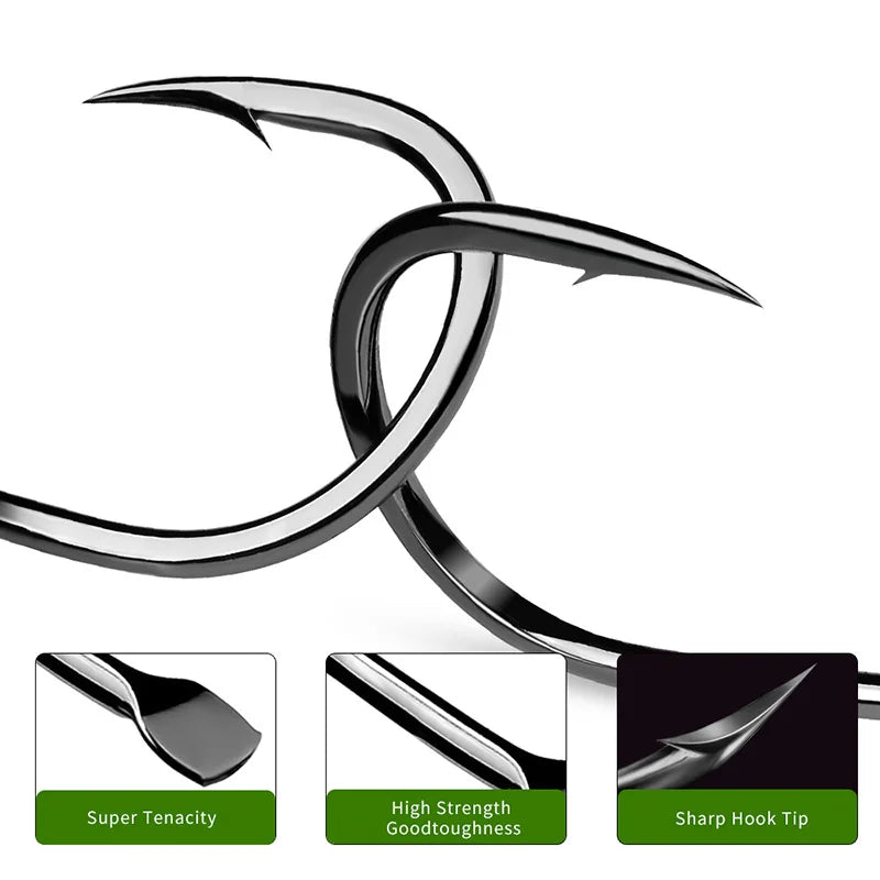 KATUYSHA 30Pcs High Carbon Steel Offset Barbed Fishhooks 11#-20# Flat Carp Fishing Hooks Single Jigging Hooks Accessories Tackle