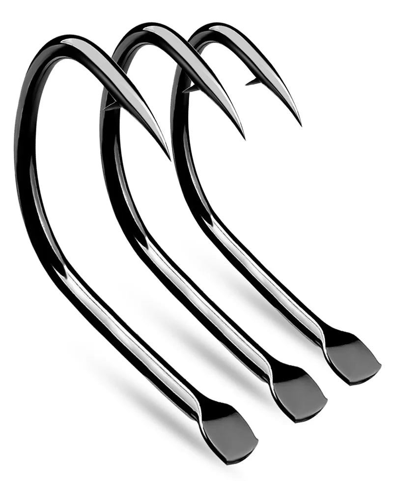 KATUYSHA 30Pcs High Carbon Steel Offset Barbed Fishhooks 11#-20# Flat Carp Fishing Hooks Single Jigging Hooks Accessories Tackle