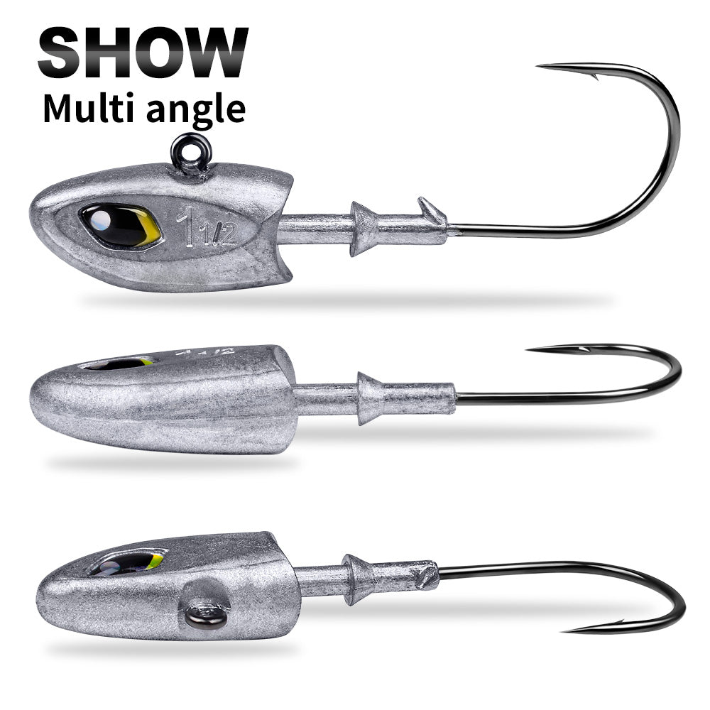 PROBEROS JIG088 Fish Head Jig Hooks, 9g-40g Lead Head Hooks for Soft Lures
