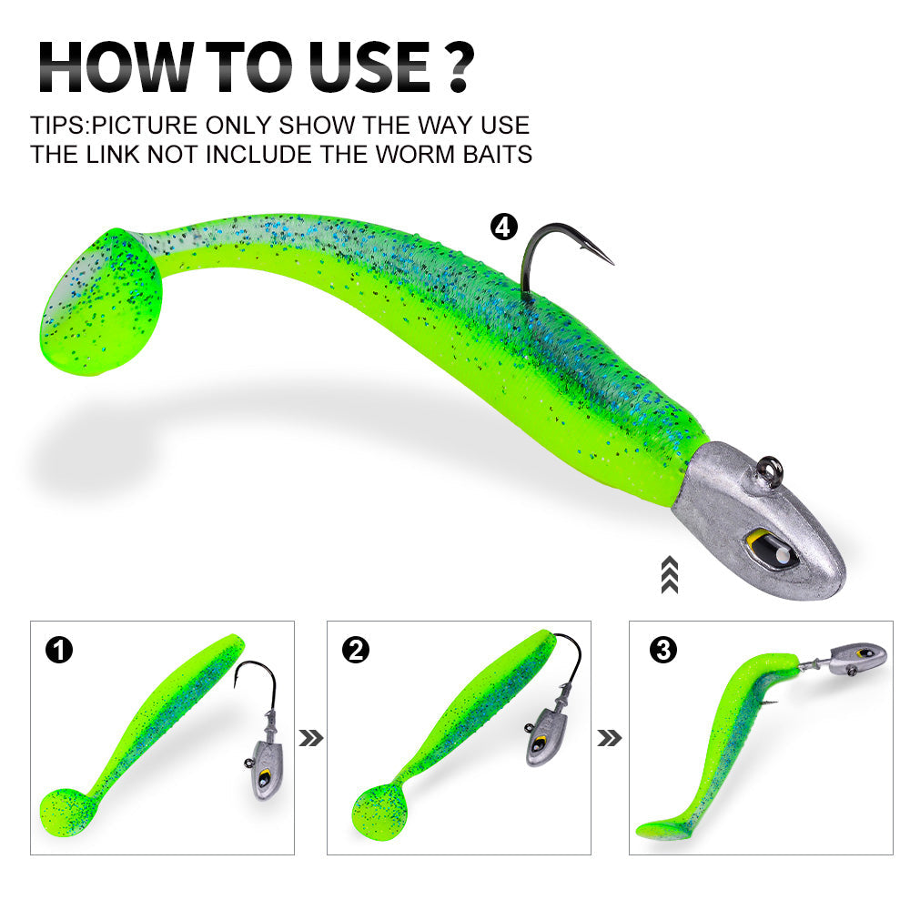 PROBEROS JIG088 Fish Head Jig Hooks, 9g-40g Lead Head Hooks for Soft Lures