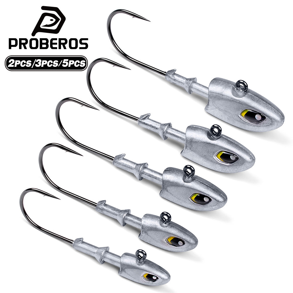 PROBEROS JIG088 Fish Head Jig Hooks, 9g-40g Lead Head Hooks for Soft Lures