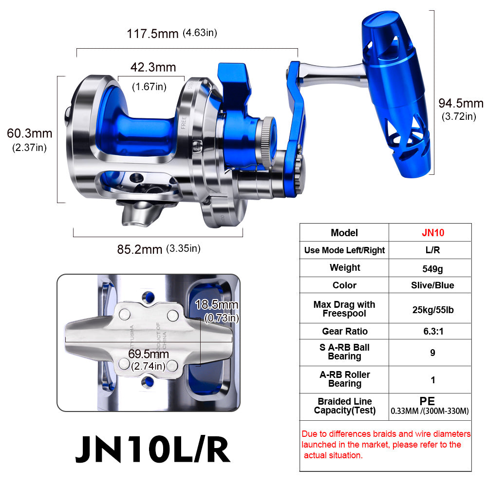 KATUYSHA JN08-JN10 Series Jigging Reels - 40KG/25KG Max Drag Fishing Reels for Trolling