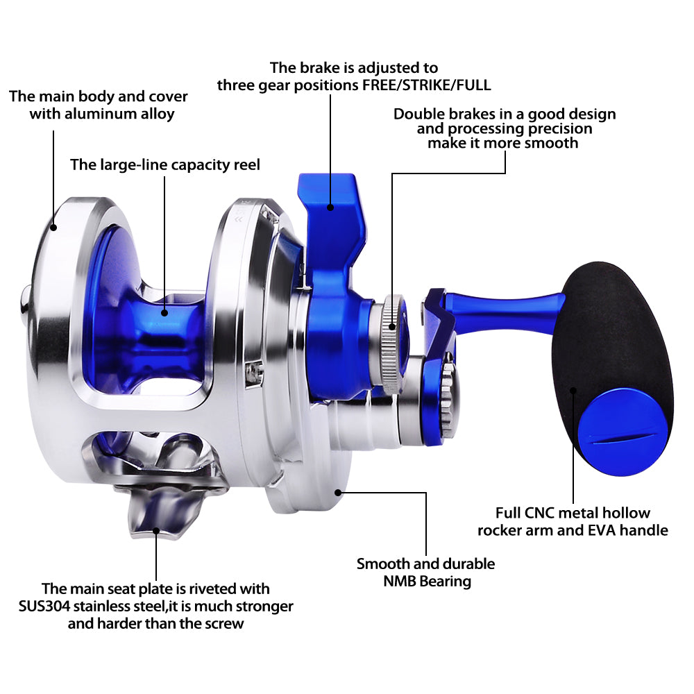 KATUYSHA JN500 L/R01 Jigging Reels - CNC Precision Fishing Reels, 40KG Max Drag Trolling Reels