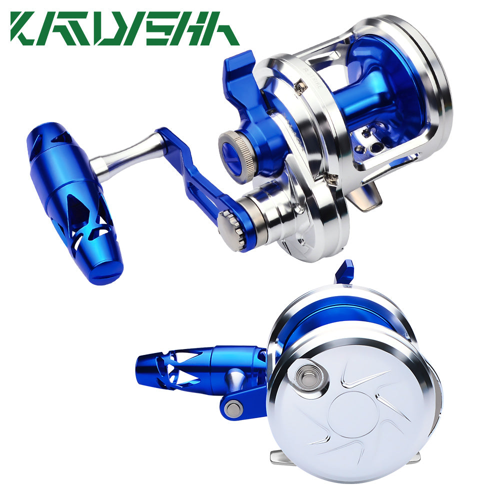 KATUYSHA  JN12L/R04 Silver - Blue Jigging Reel: 40KG Max Drag for Fishing & Trolling