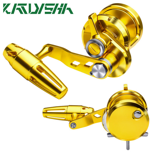 KATYUSHA?  Wholesale &nbsp;Slow Pitch Jigging Reel, 20kg Max Drag, Gold &nbsp;Left/Right Hand Slow Pitch Reel for Saltwater, 465g/506g
