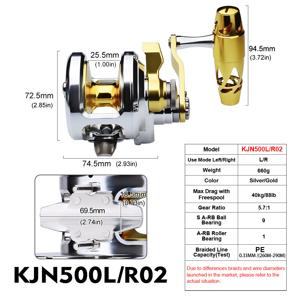 KATYUSHA  All Aluminum Saltwater Jigging Reels CNC Precision Processed Fishing Reels 500 Size Trolling Reels