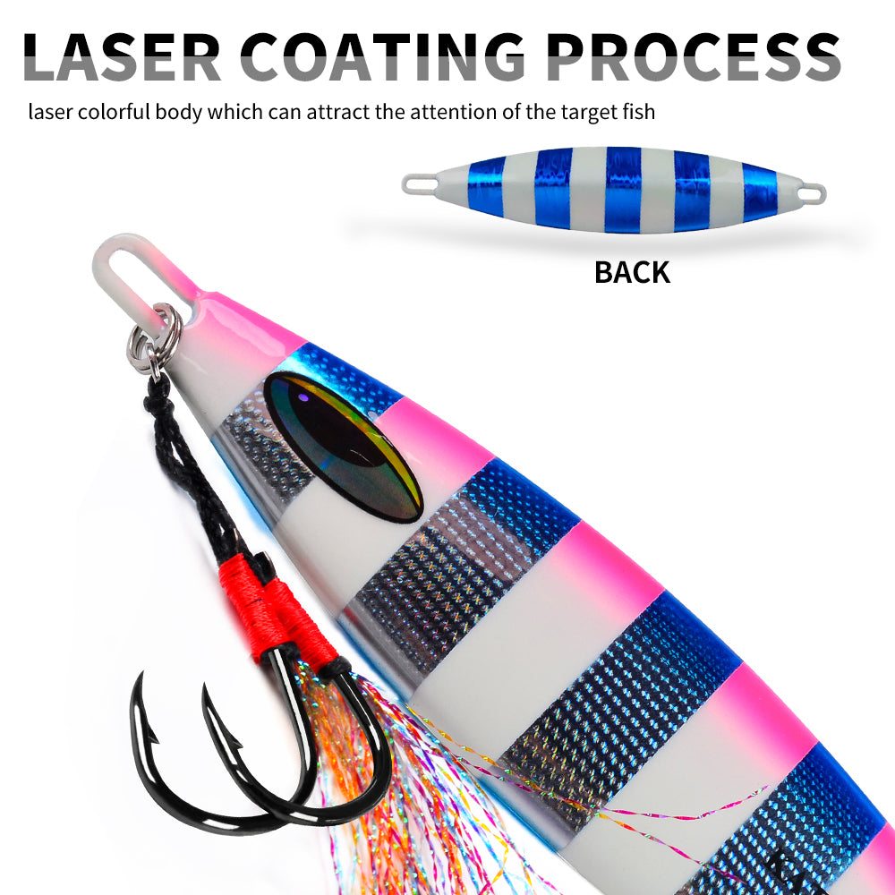 KATYUSHA  180-230-280g Long Throw Metal Lure with Assist Hook Seawater Jigging Lure Boat Fishing Bait Glowing Sea Fishing Lure