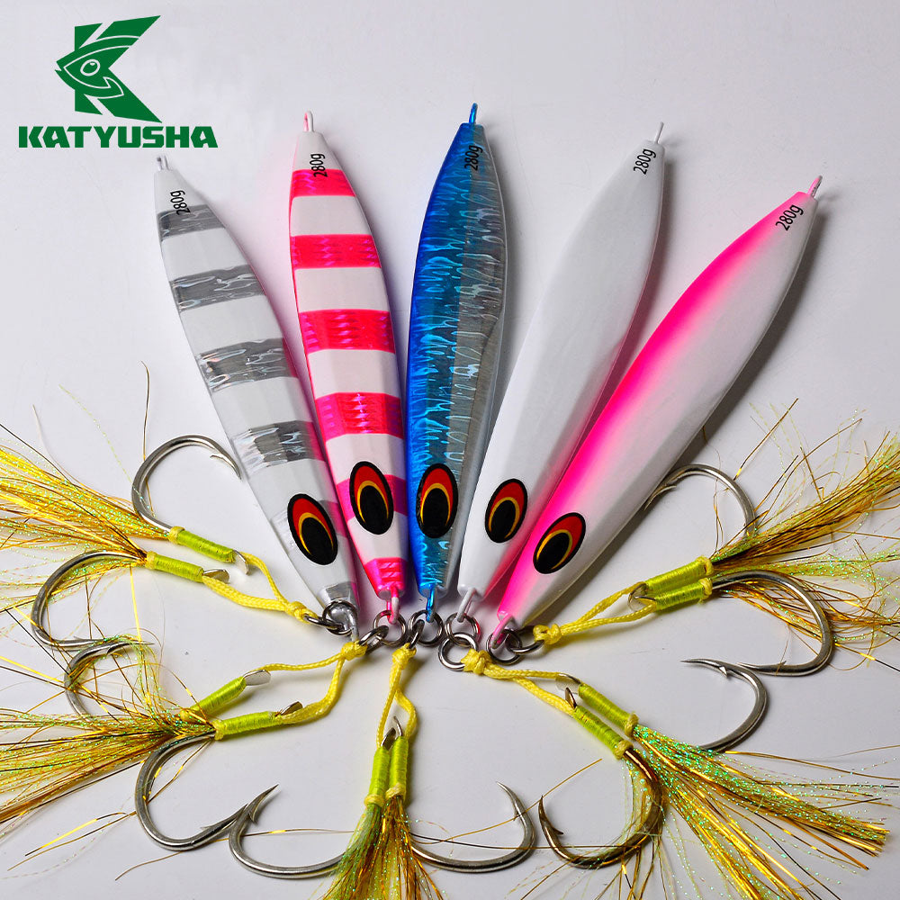 KATUYSHA  Metal Jig Fishing Lure Swimbait Spinner Sea Tackle Kit Pesca Artificial Bait Cast 3D Laser Wobbler Pike Spoon Carp Hook（ with Assist Hook）
