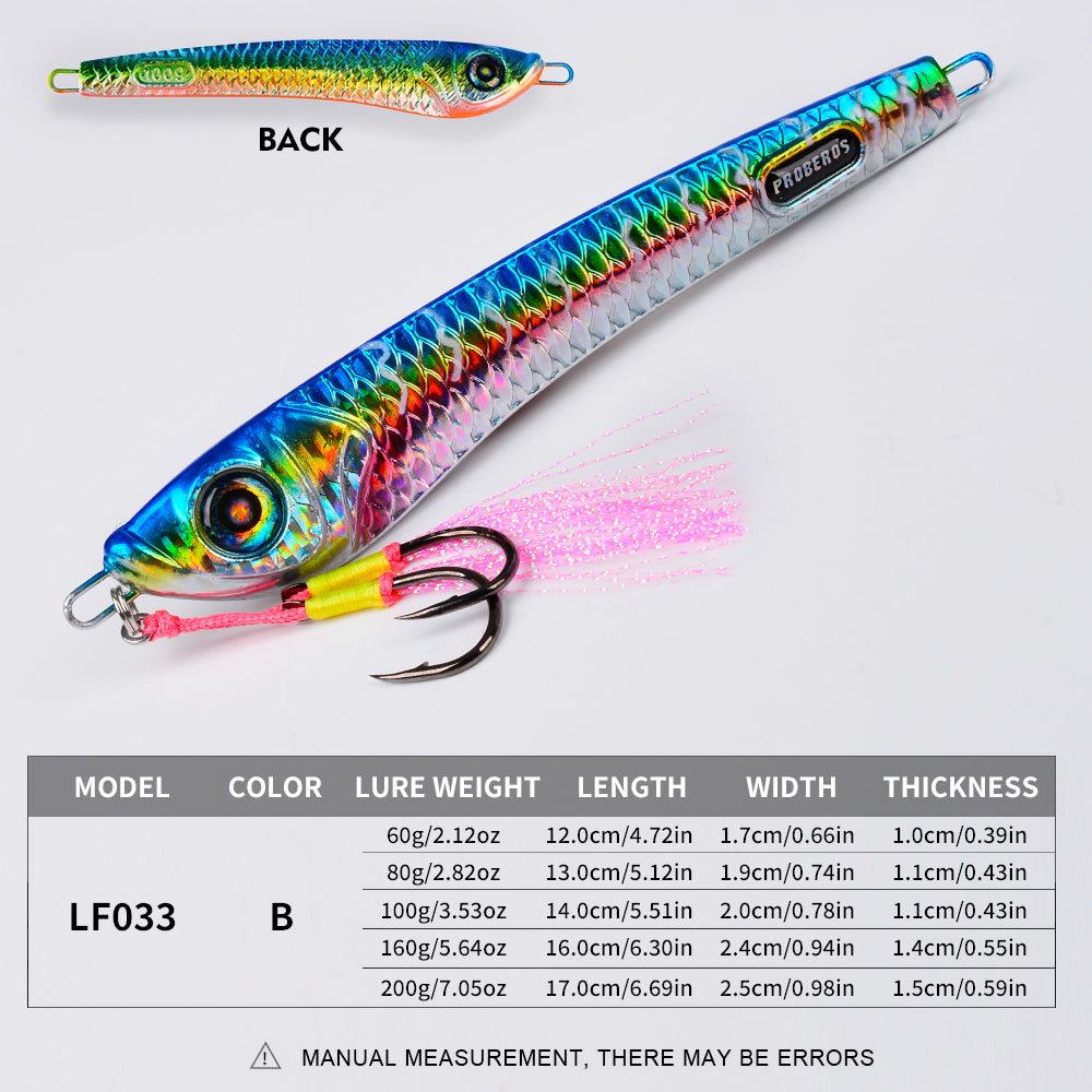 KATYUSHA Metal Jig Lure, 60g-200g, with Assist Hook Saltwater Vertical Jigging Bait, Realistic Holographic Fish Design