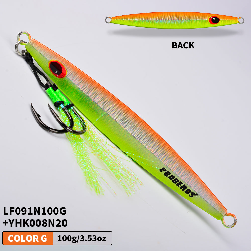KATUYSHA Saltwater Vertical Jigging Bait, Metal Jig Lure, 60g-100g, with Assist Hook