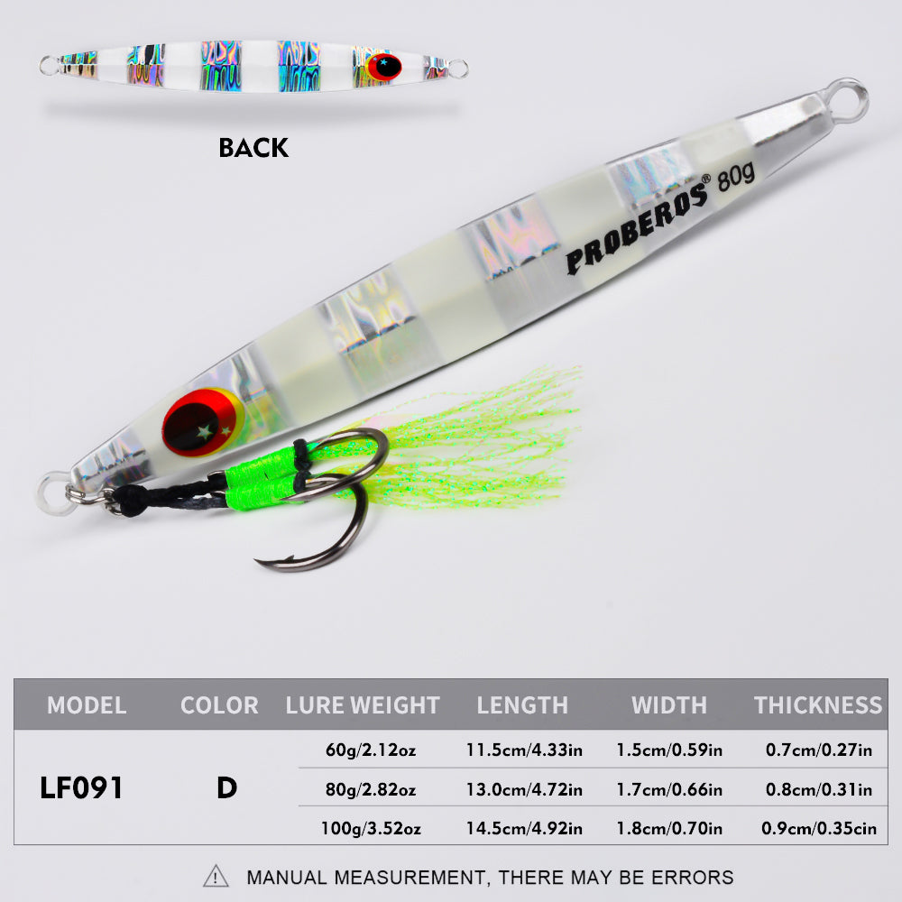 KATUYSHA Saltwater Vertical Jigging Bait, Metal Jig Lure, 60g-100g, with Assist Hook