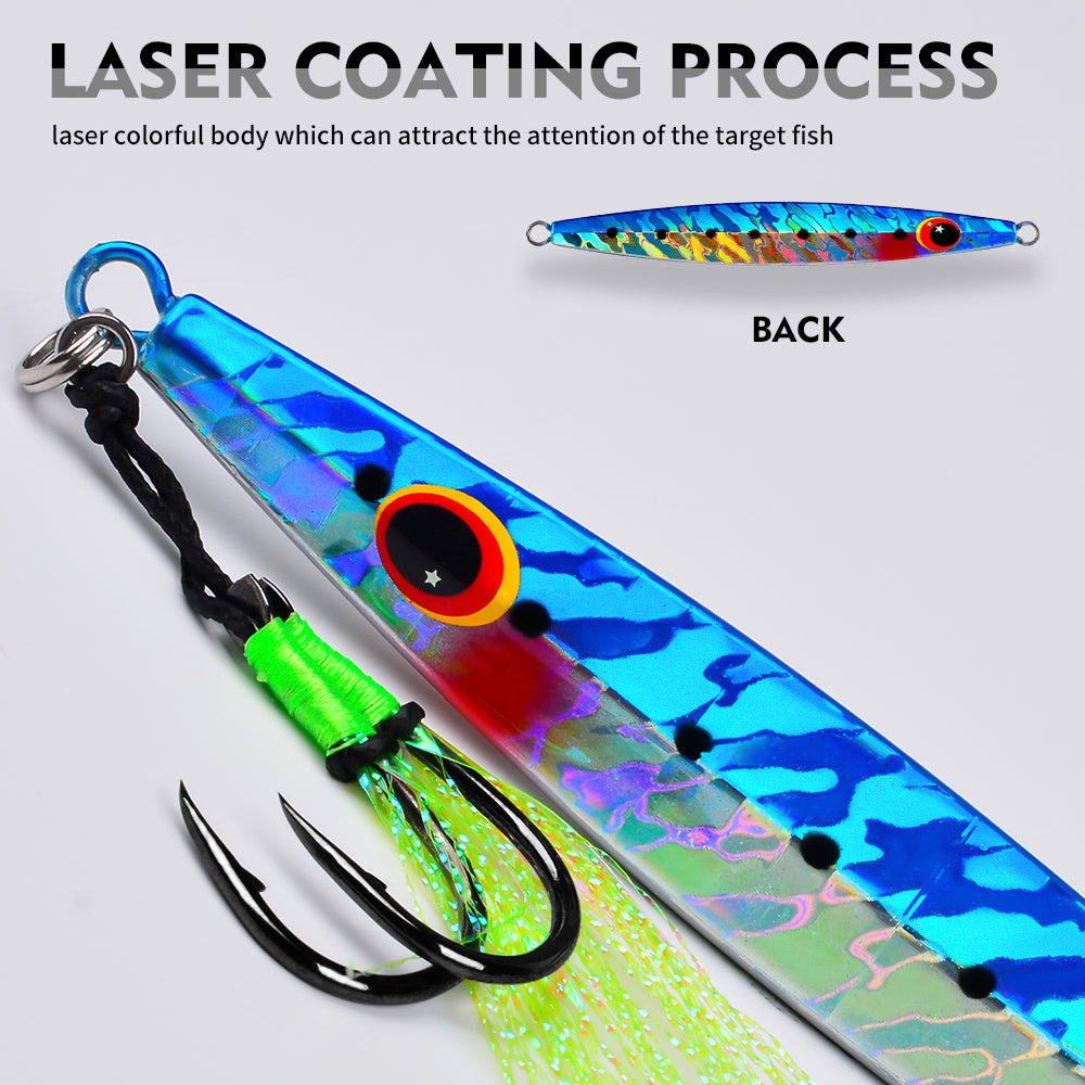 KATUYSHA Saltwater Vertical Jigging Bait, Metal Jig Lure, 60g-100g, with Assist Hook