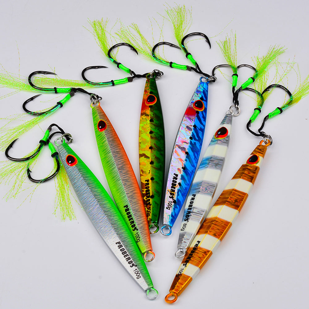 KATUYSHA Saltwater Vertical Jigging Bait, Metal Jig Lure, 60g-100g, with Assist Hook